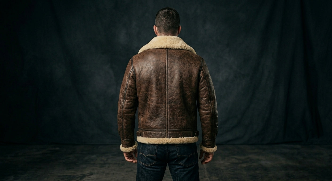 Men's B3 RAF Real Fur Leather Bomber Jacket - Aviator Pilot Flying US Navy Style